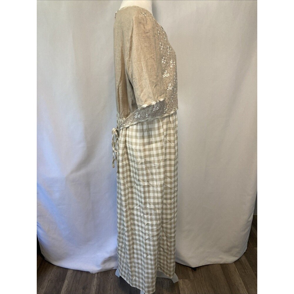 Cottagecore Prairie Dress Women’s 14 Gingham Embroider Vintage Plaza South New - Picture 8 of 11